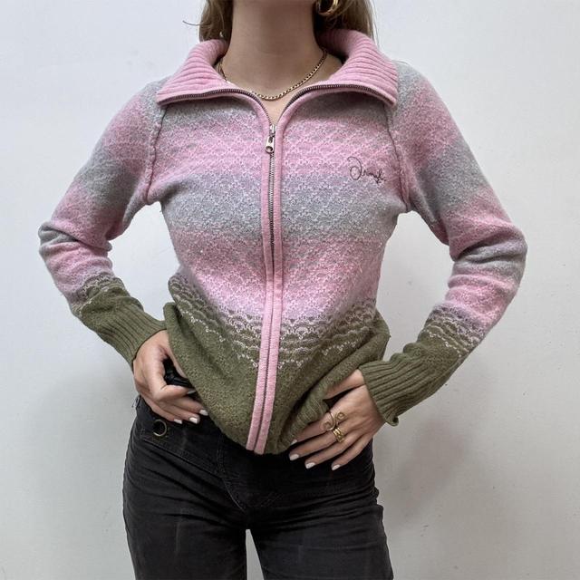 Ombre wool zip-up cardigan