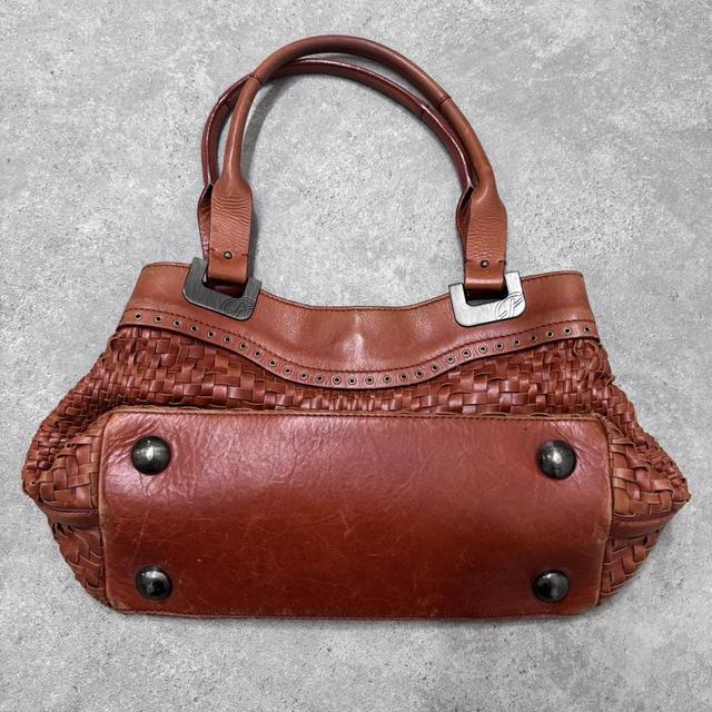 Woven leather shoulder bag