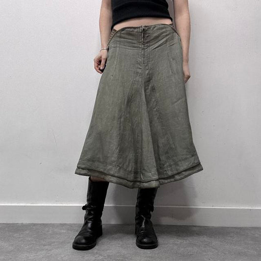 Khaki flared distressed fairy skirt