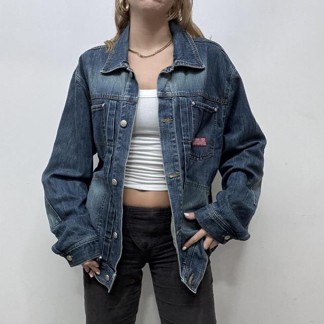 Oversized distressed denim jacket