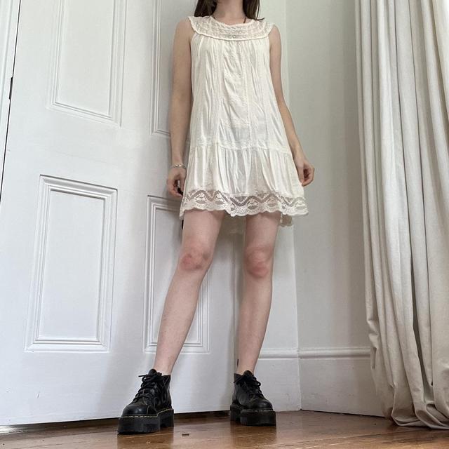 Cream cotton summer midi dress