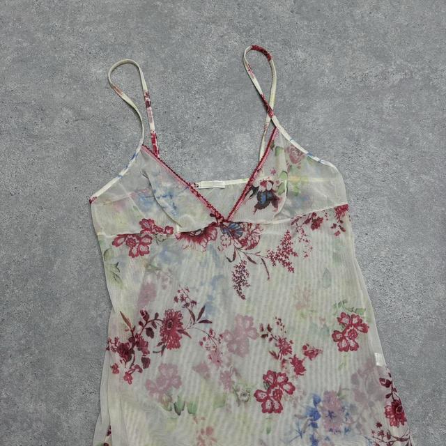 Sheer mesh flower printed slip