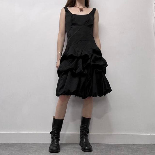 Black puff balloon dress