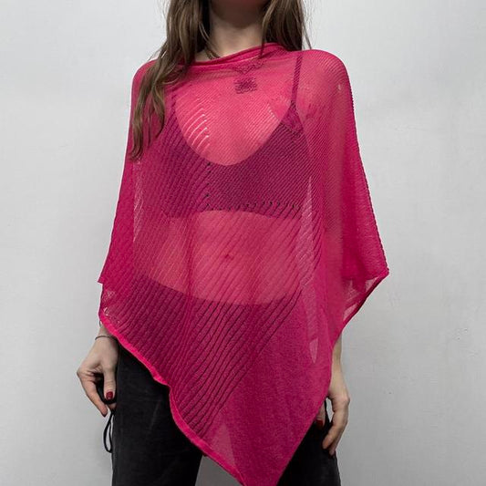 Sheer pink knit Save the Queen cape poncho