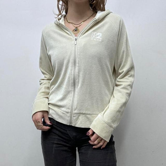 Velvet cream slouchy hoodie