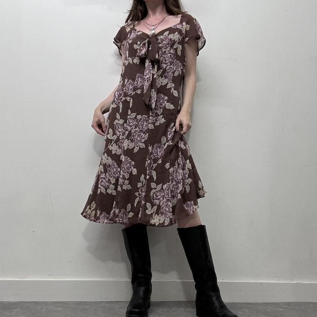 Boho brown floral summer dress