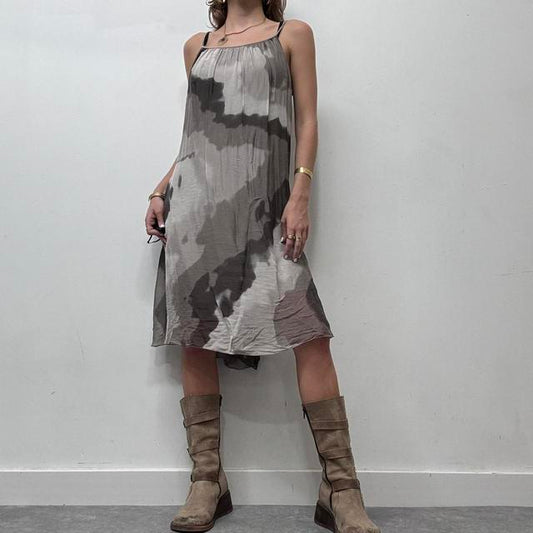 Silk floral watercolour mini dress