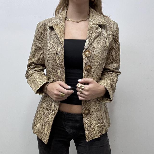 Snakeskin brown leather blazer