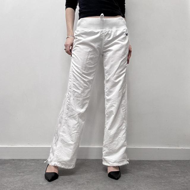 White flared wide leg trackies