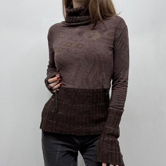 Brown mohair knit paisley fairy jumper
