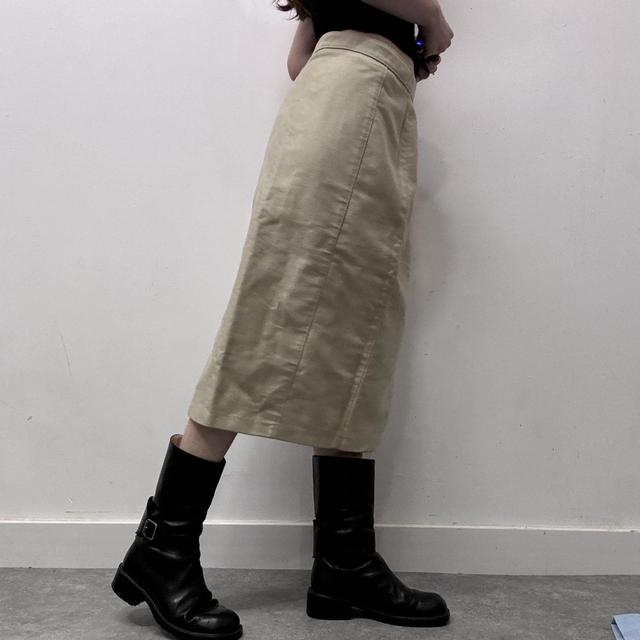 Cream canvas midi skirt