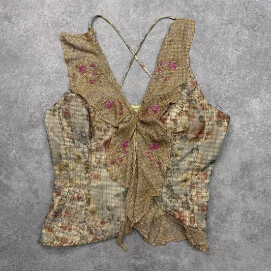 Lace floral fairy flutter vest