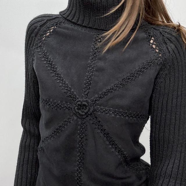 Black crochet knitted jumper
