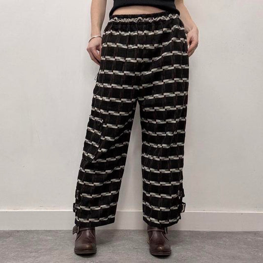 Wide leg pinstripe trousers