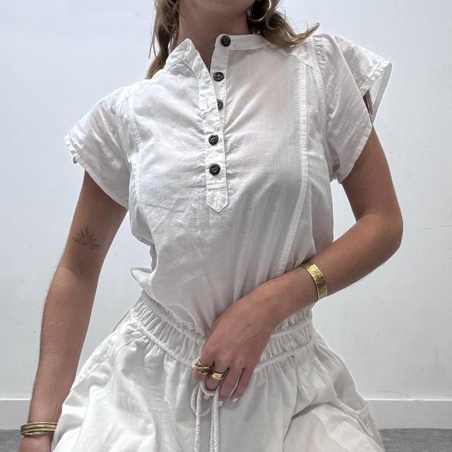 White cotton utility dress
