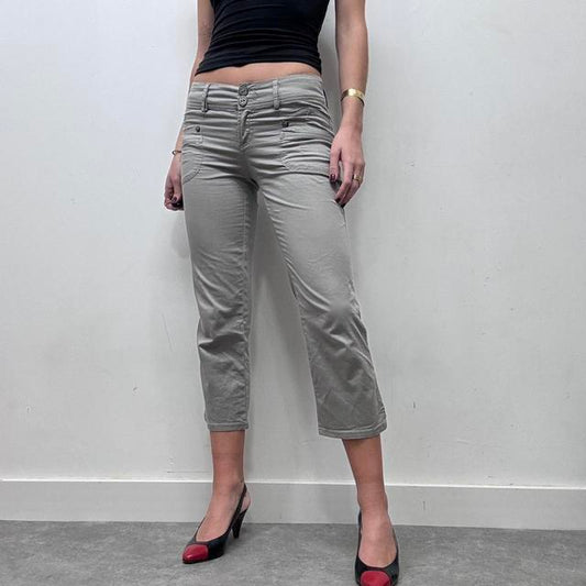 Cropped khaki capri trousers