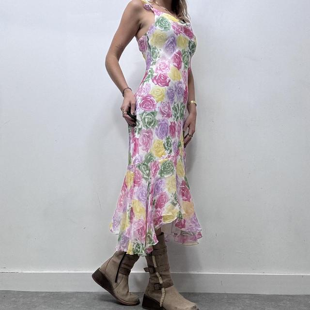 Sheer crinkle silk watercolour floral dress
