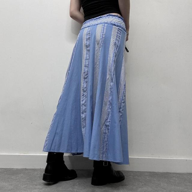 Blue pinstripe flared skirt