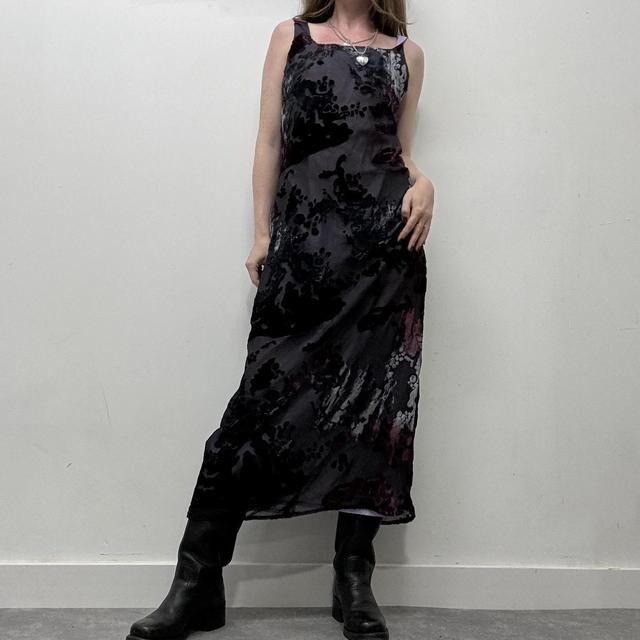 Sheer floral layered maxi dress