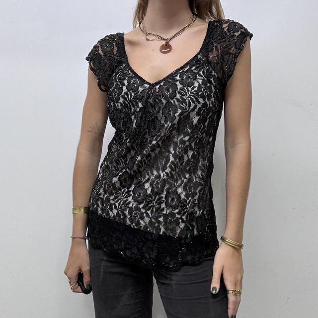Vintage black lace top