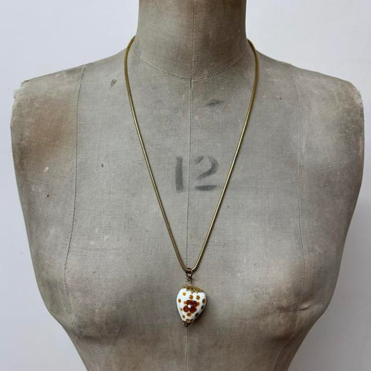 Long glass love heart necklace