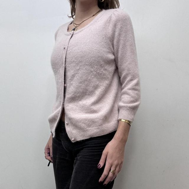 Pink angora wool cardigan