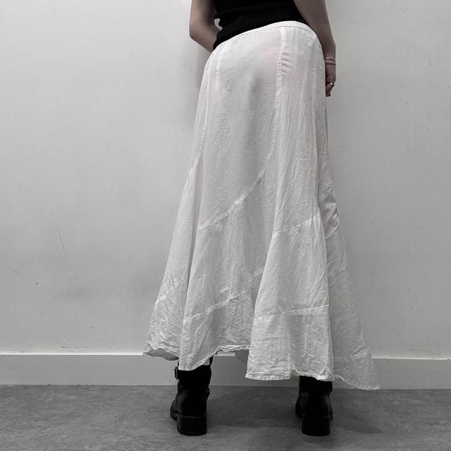 White flared embroidered maxi skirt