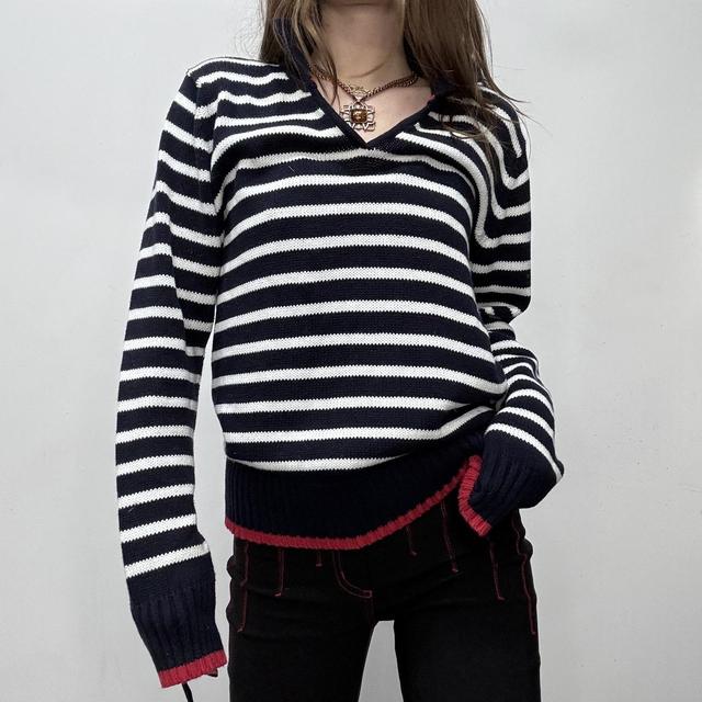 Knitted striped slouchy oversized jumper