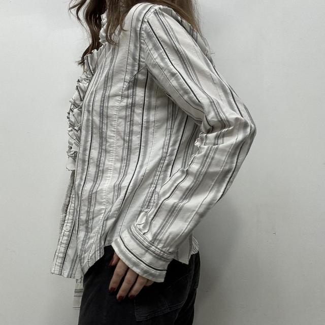 Ruffle pinstripe fitted shirt