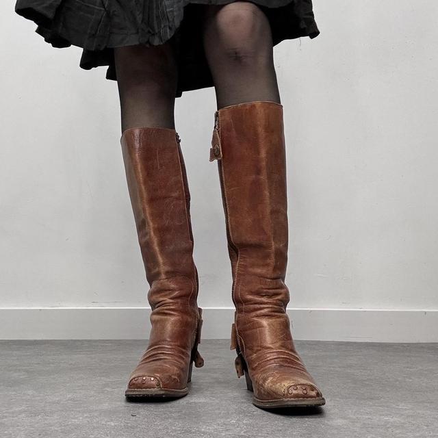 Tan leather campus boots