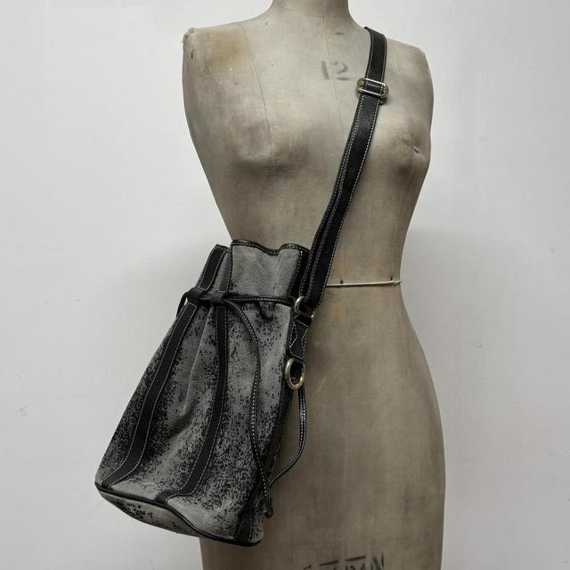 Distressed suede leather bag