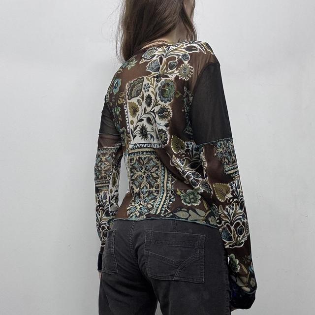 Sheer layered paisley print velvet fairy top