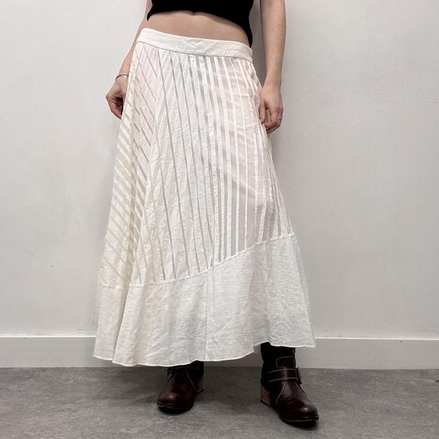 Pinstripe asymmetric maxi skirt