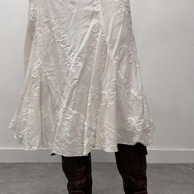 White cotton flared maxi skirt