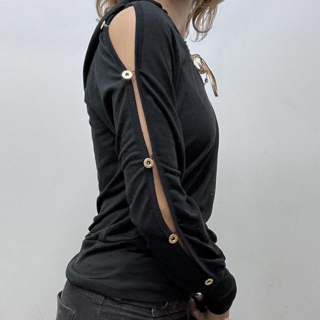 Black y2k graphic hoodie top
