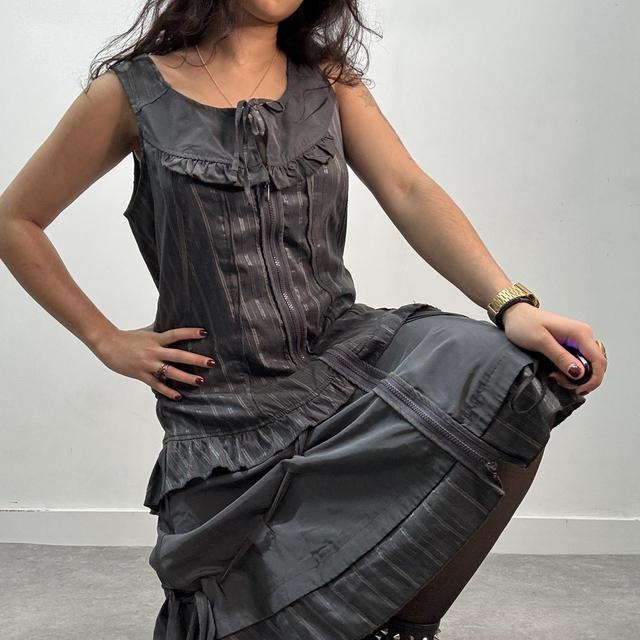 Pinstripe layered cargo dress