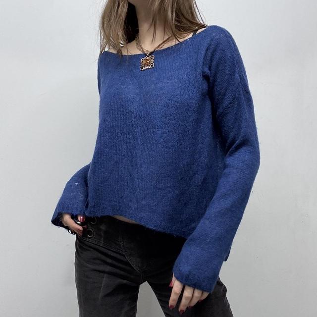 Slouchy sheer mohair wide neck jumper