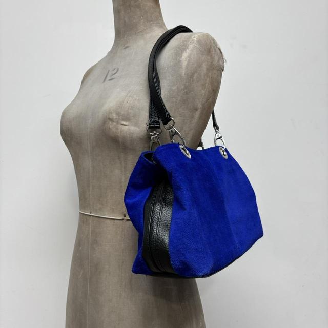 Blue suede shoulder bag