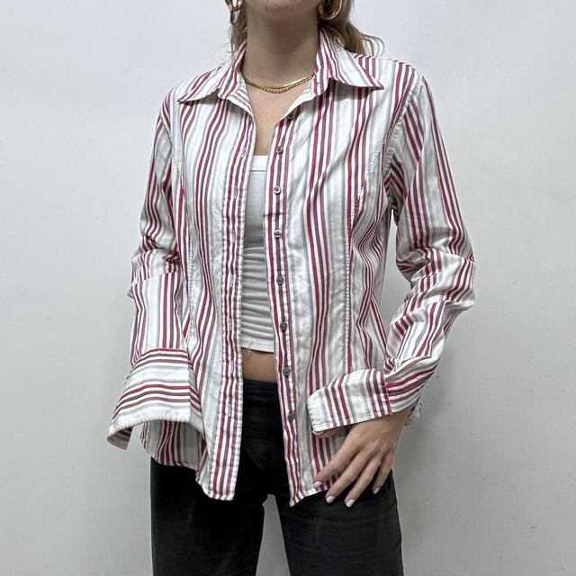 Y2k office fitted pinstripe shirt