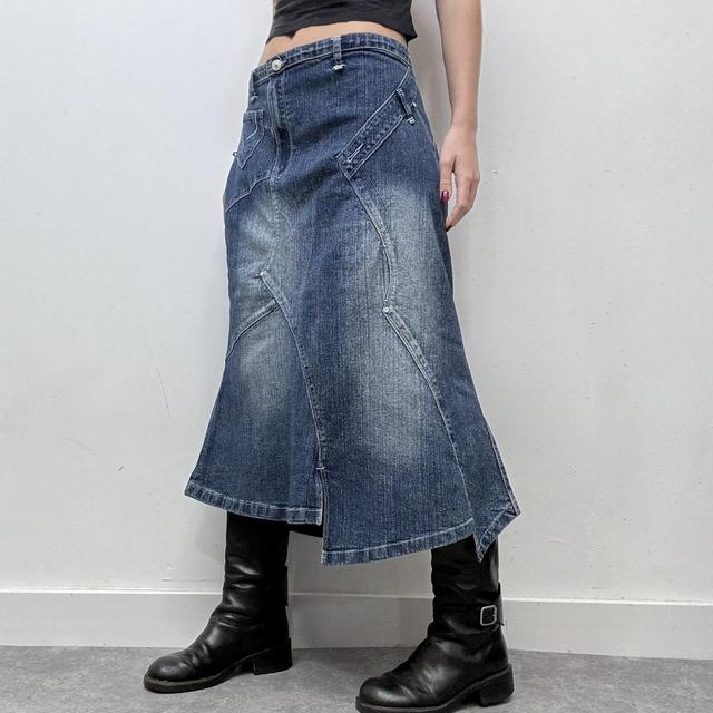 Panelled denim deconstructed skirt