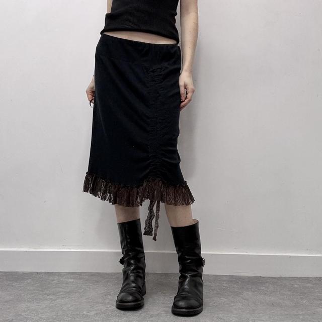 Black lace gathered skirt