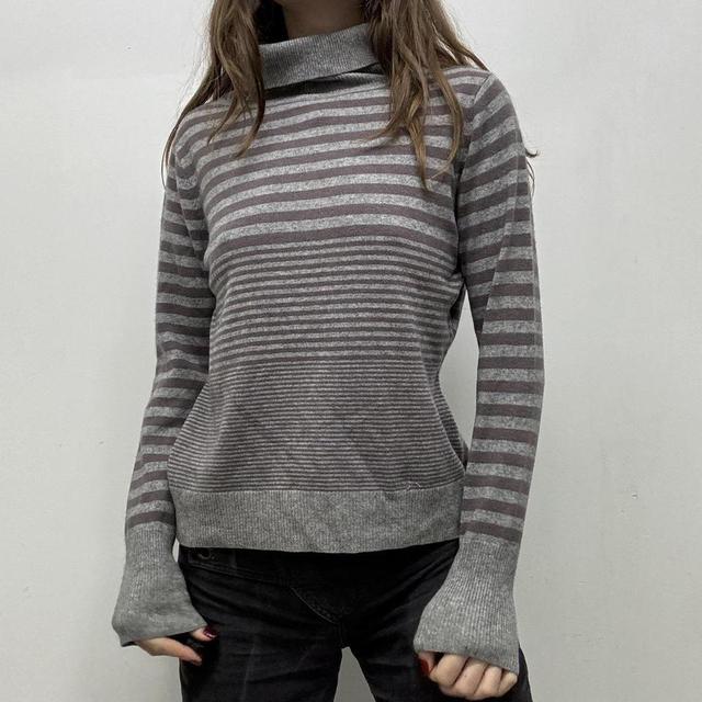 Grey pinstripe slouchy cashmere jumper