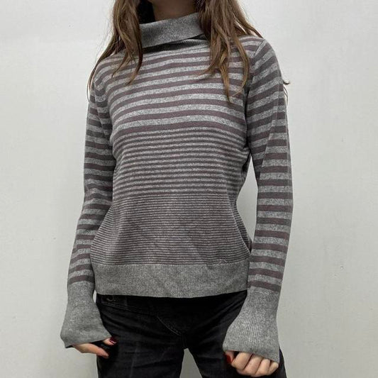 Grey pinstripe slouchy cashmere jumper
