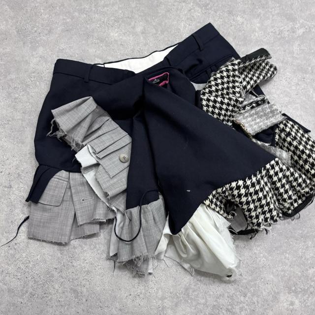 Ruffle patchwork pleated mini skirt