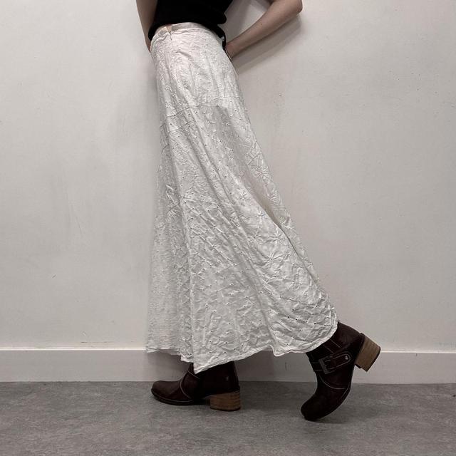 White cotton tiered midi skirt