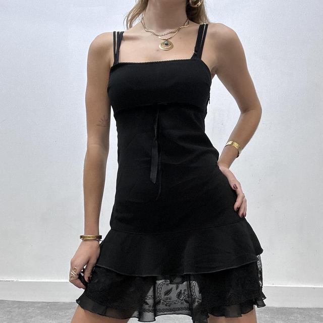 Black ruffle mini dress