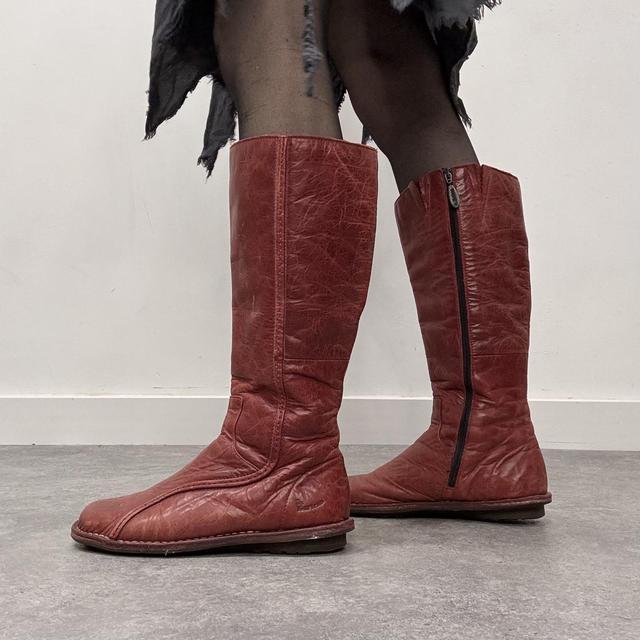Red leather Dr marten moto boots