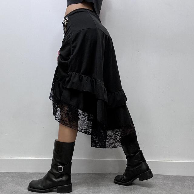 Black lace chain belt gothic skirt