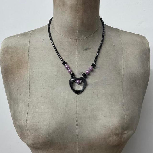 Metallic grunge heart necklace