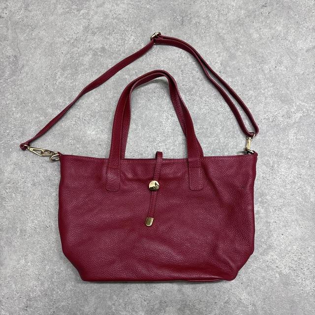Red leather slouchy shoulder bag